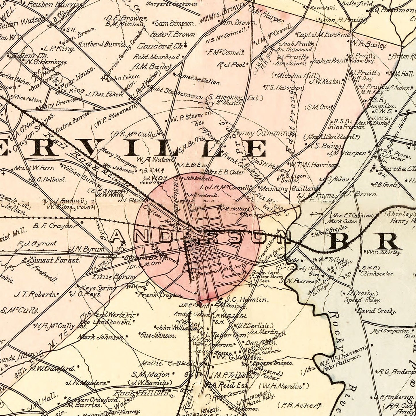 Vintage Map of Anderson County, South Carolina, 1897