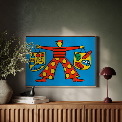 French Grocery Run Whimsical Kitchen Wall Art