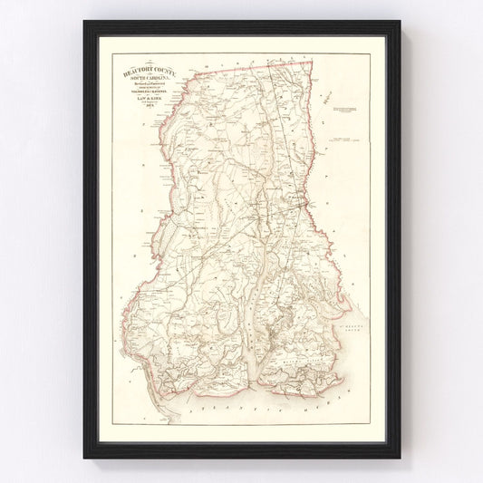 Vintage map of Beaufort County, South Carolina, 1873