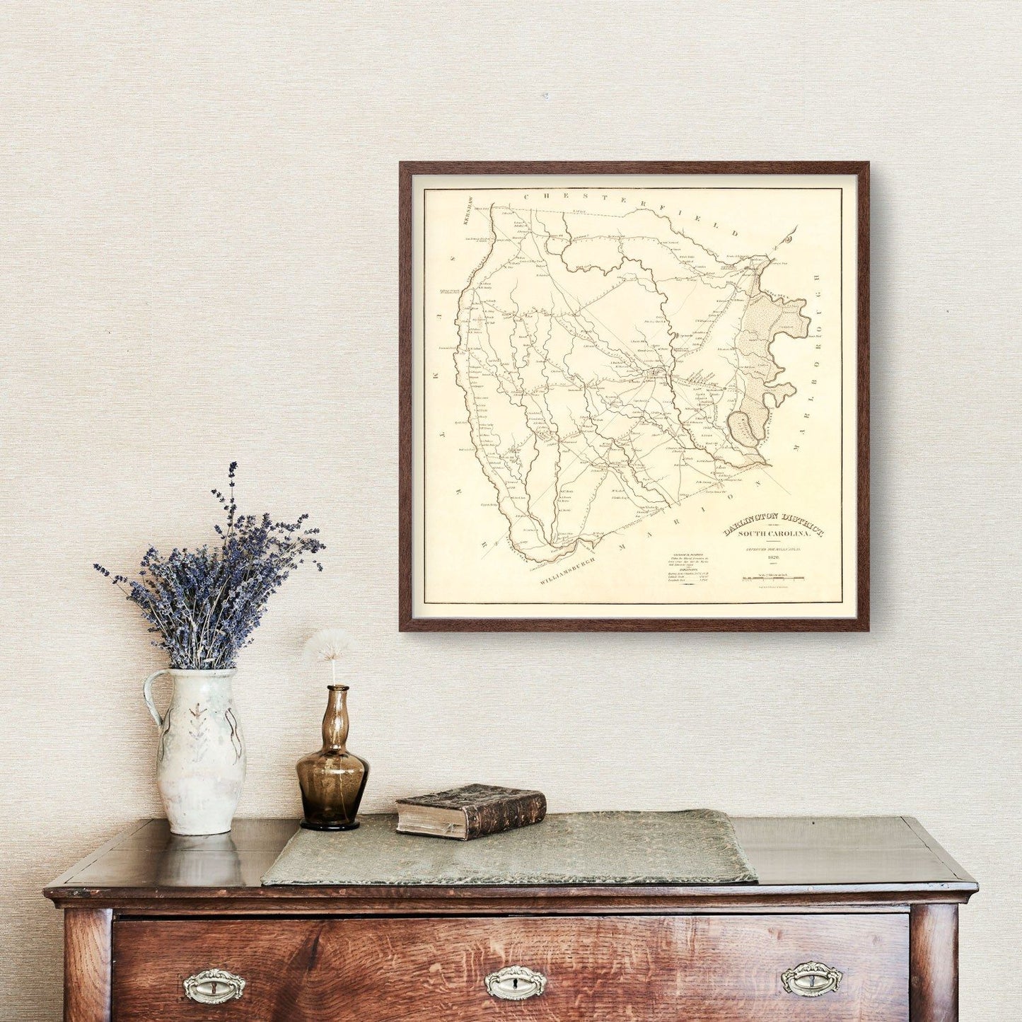 Vintage Map of Darlington District, South Carolina, 1825