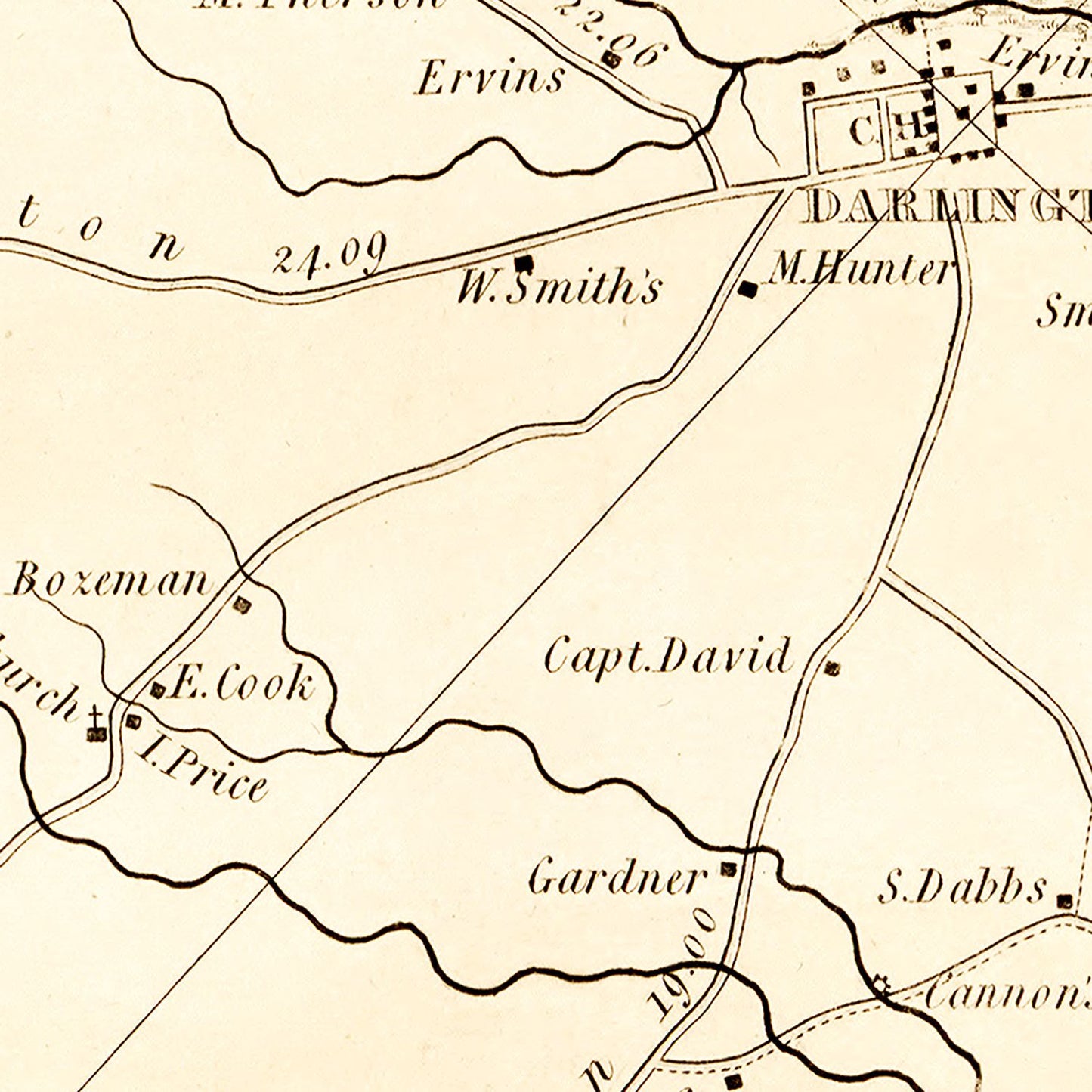Vintage Map of Darlington District, South Carolina, 1825
