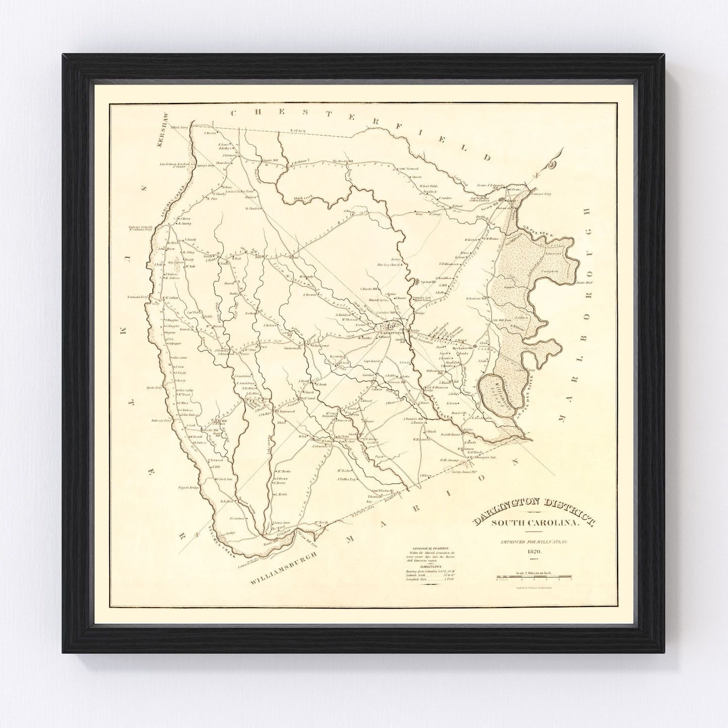 vintage map of Darlington District, South Carolina, 1825