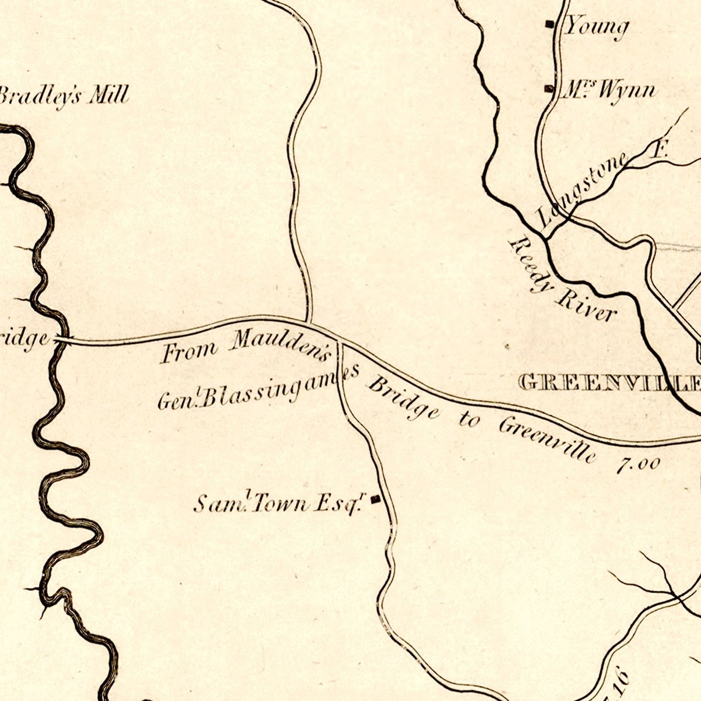 Vintage Map of Greenville District, South Carolina, 1825