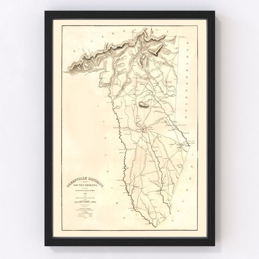 vintage map of Greenville District, South Carolina, 1825
