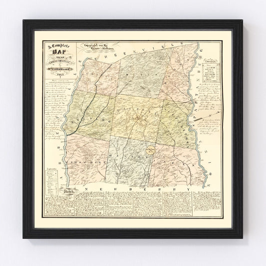 Vintage map of Laurens County, South Carolina, 1883