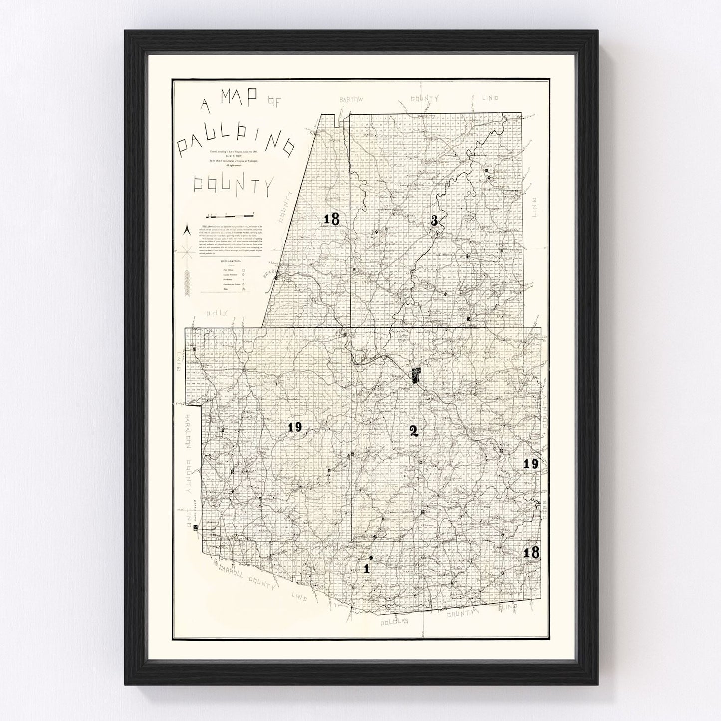 Vintage map of Paulding County, Georgia, 1896
