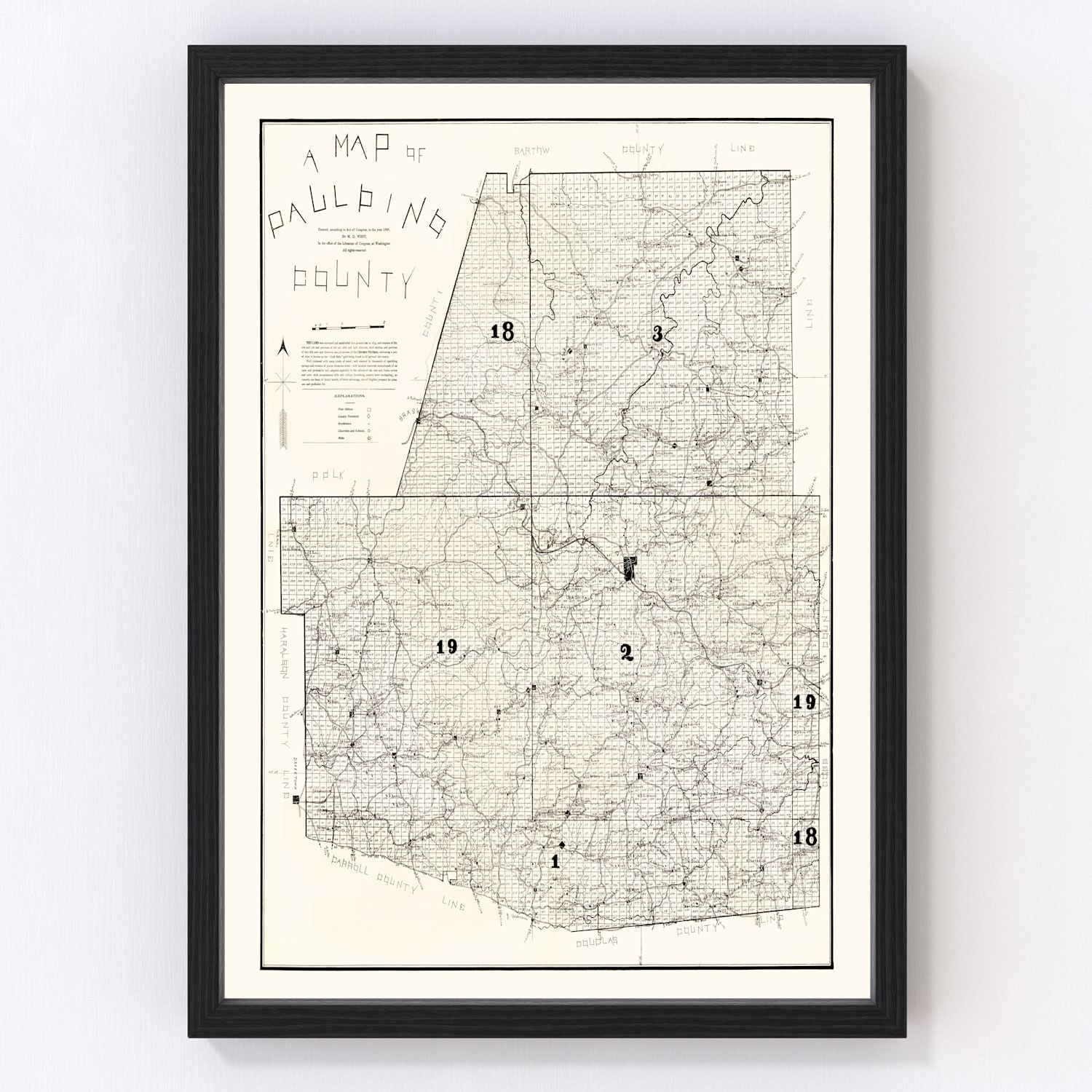Vintage map of Paulding County, Georgia, 1896