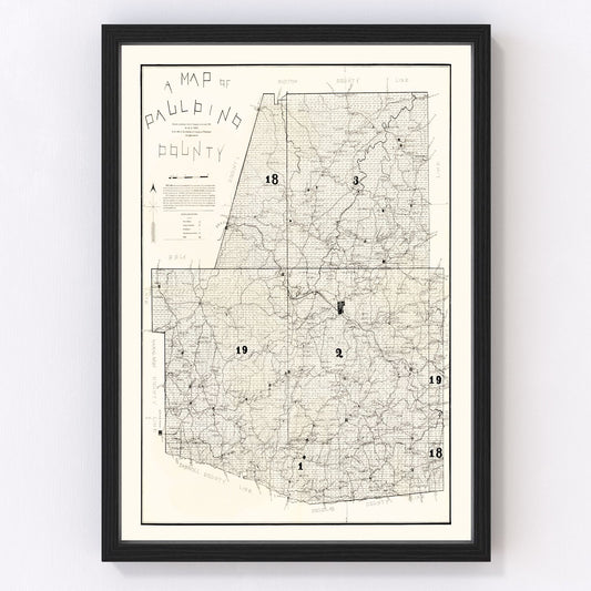 Vintage map of Paulding County, Georgia, 1896