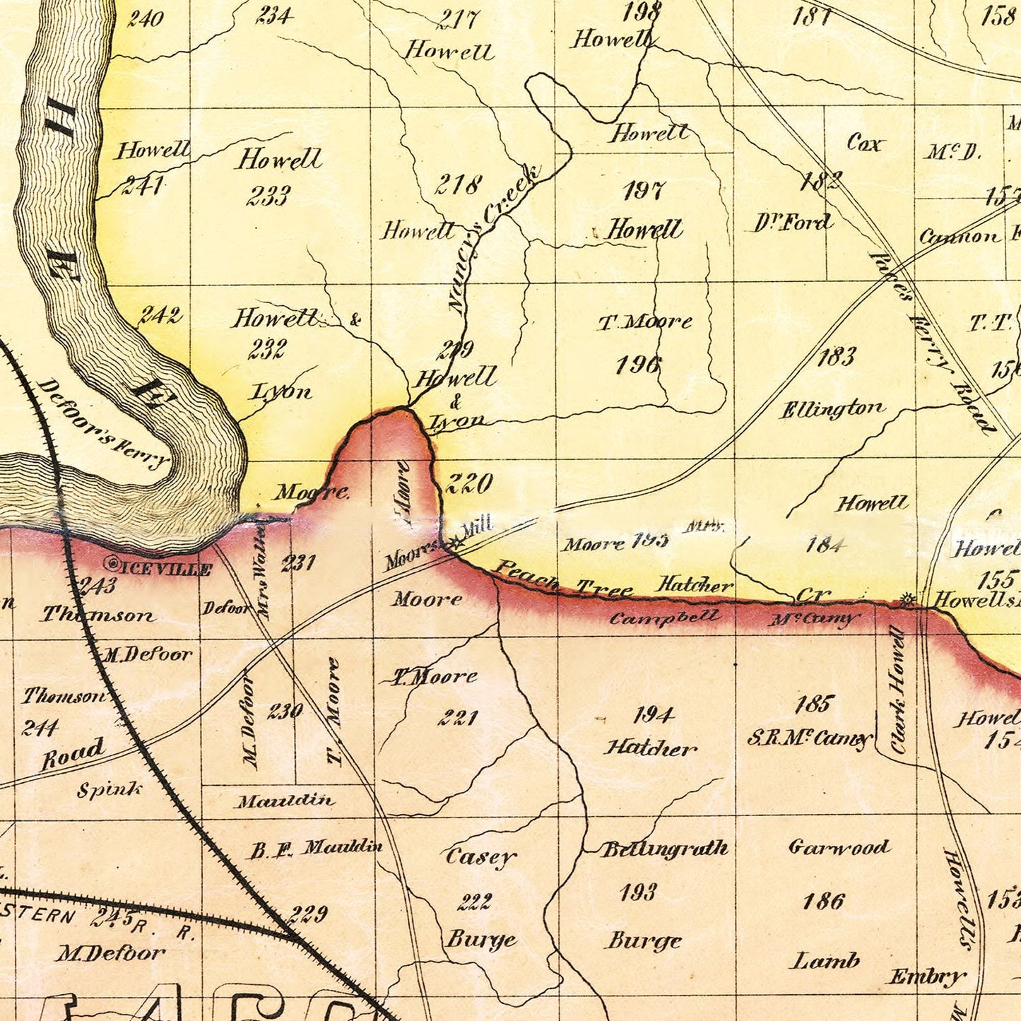 Vintage Map of Fulton County, Georgia, 1872