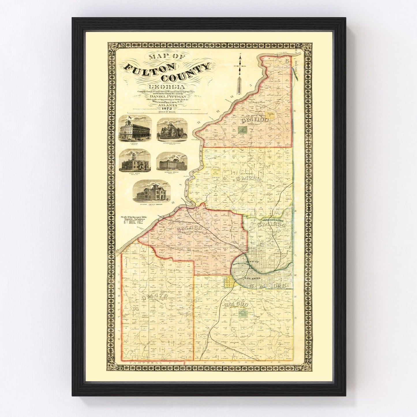 vintage map of Fulton County, Georgia, 1872