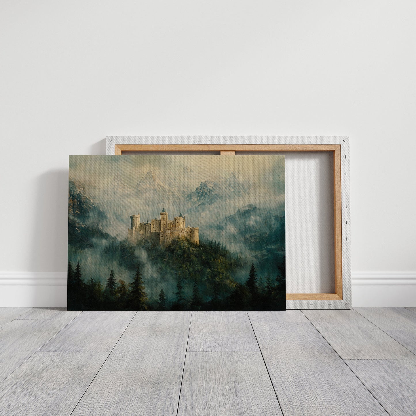 Misty Mountain Castle Fantasy Landscape Wall Art Print