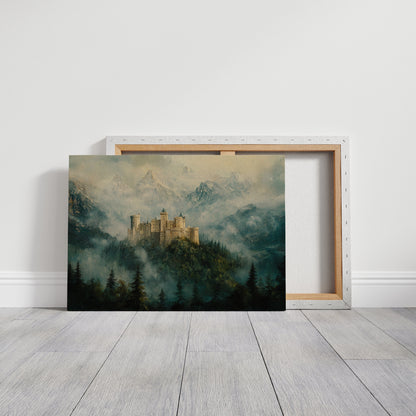 Misty Mountain Castle Fantasy Landscape Wall Art Print