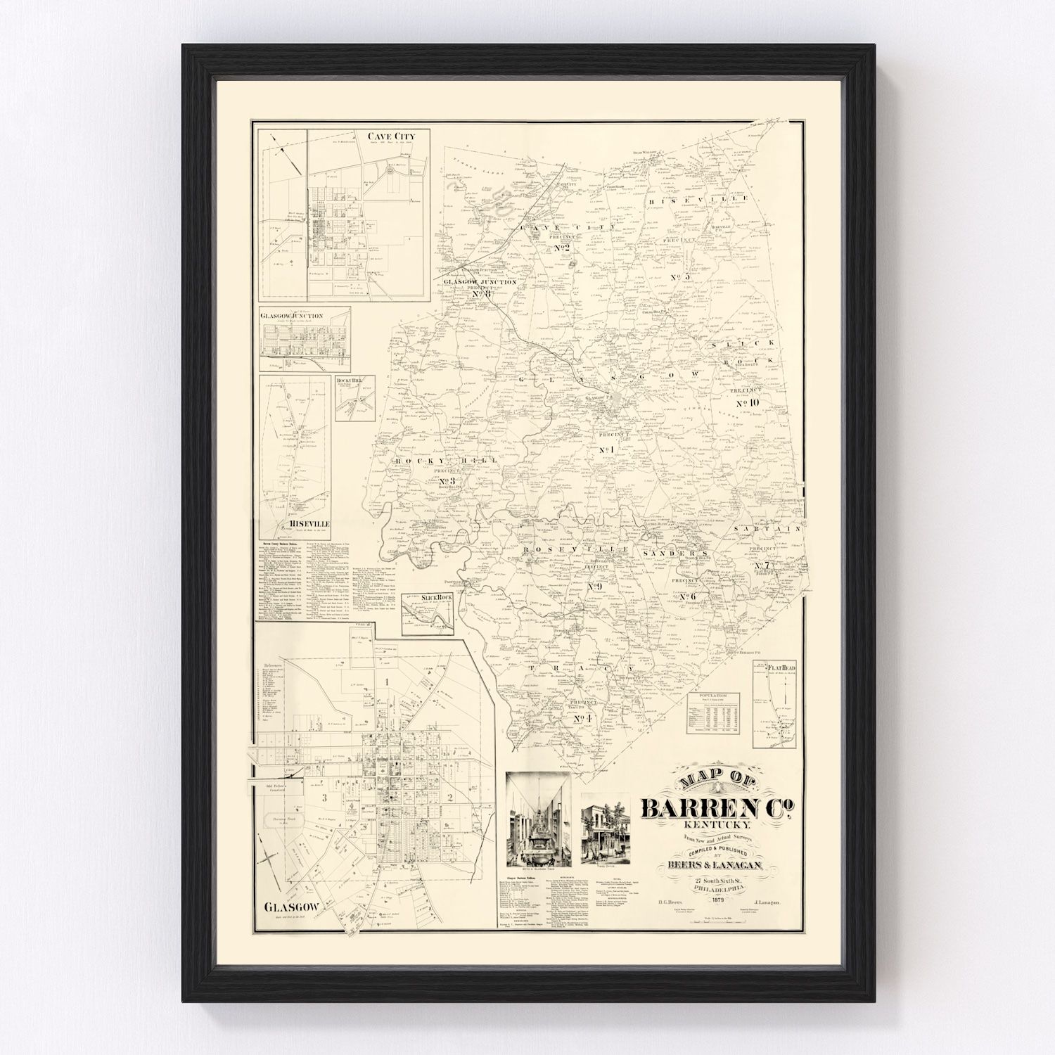 Vintage map of Barren County, Kentucky, 1879 — alternate edition