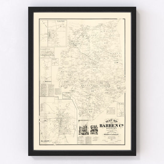 Vintage map of Barren County, Kentucky, 1879 — alternate edition