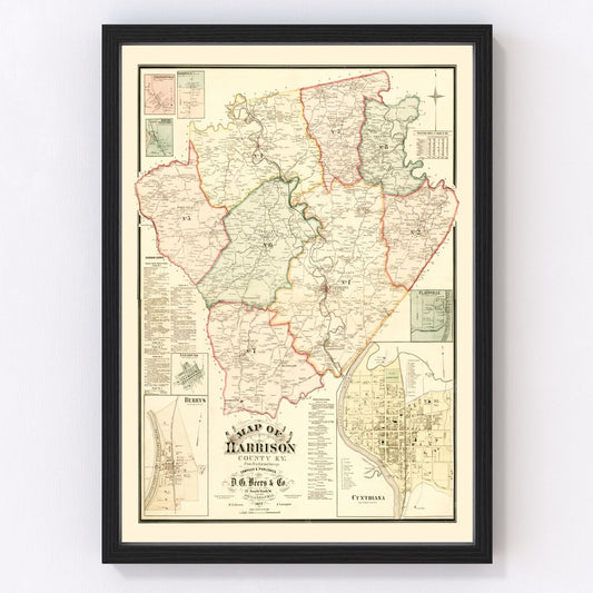 Vintage map of Harrison County, Kentucky, 1877