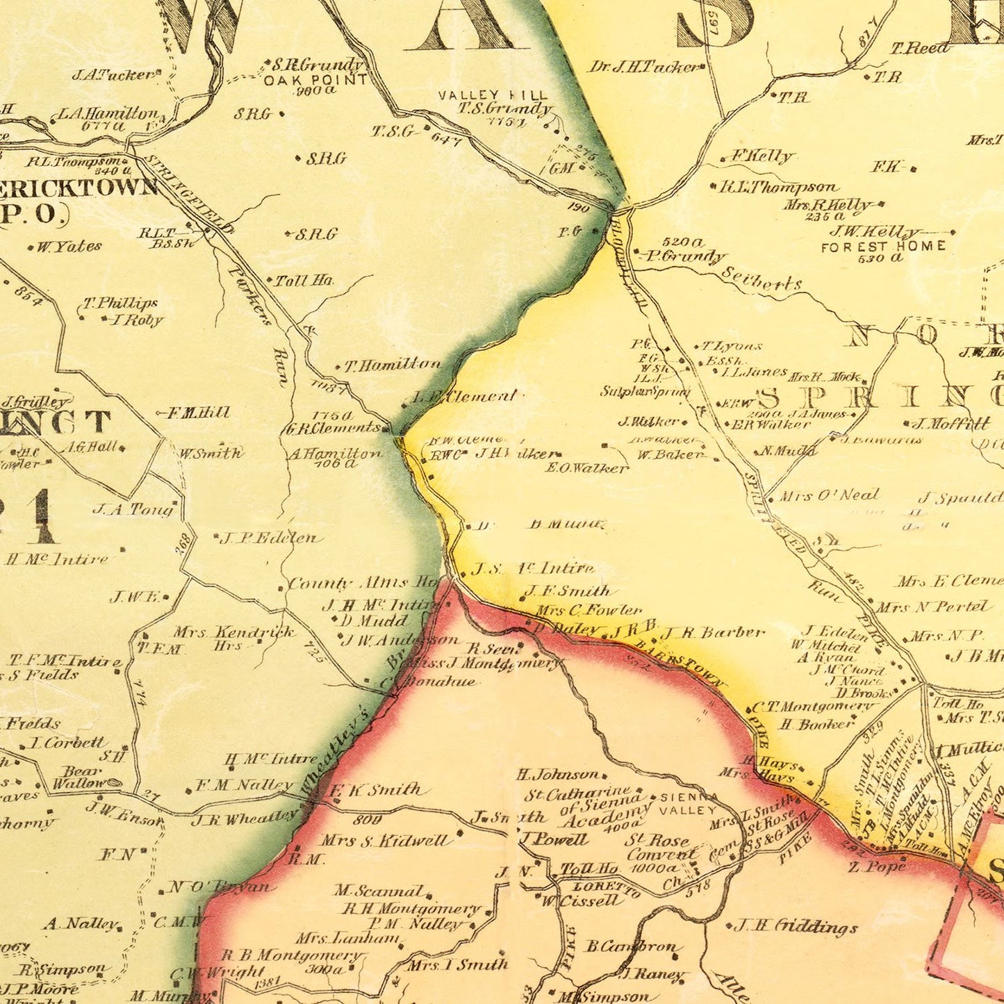 Vintage Map of Marion County, Kentucky, 1877