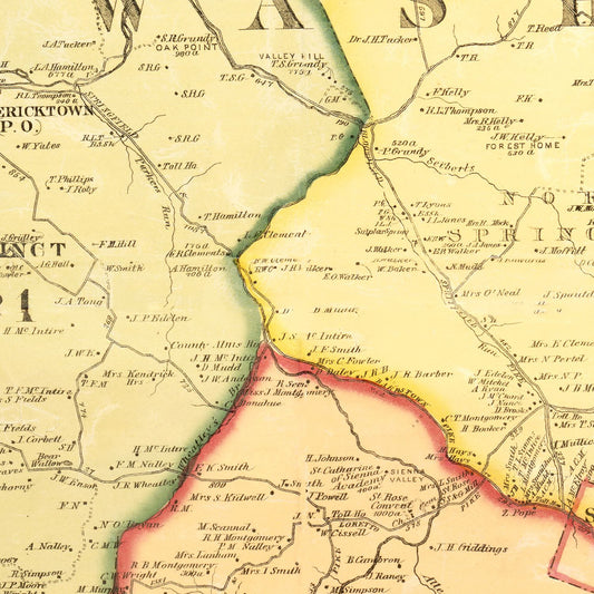 Vintage Map of Marion County, Kentucky, 1877