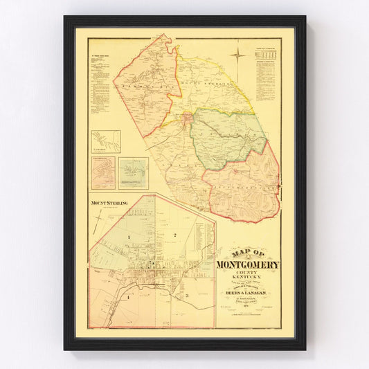 Vintage map of Montgomery County, Kentucky, 1879
