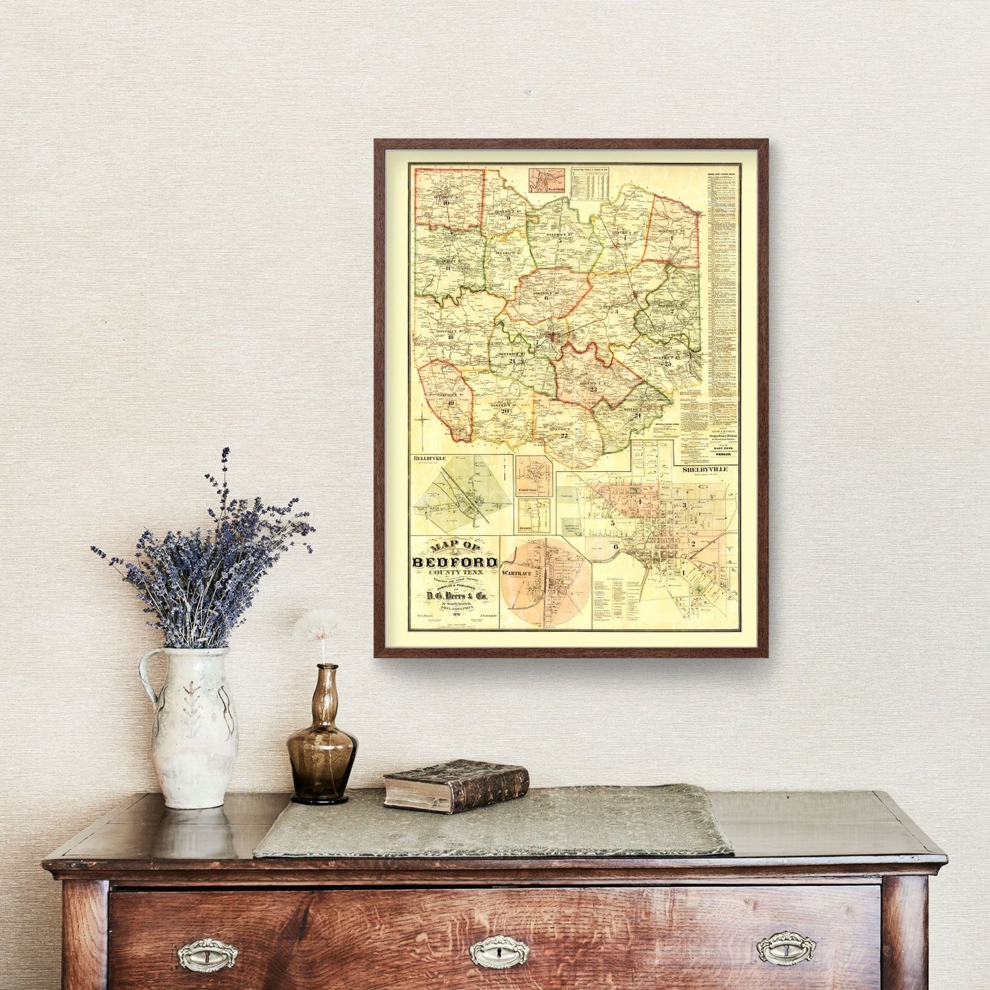 Vintage Map of Bedford County, Tennessee, 1878