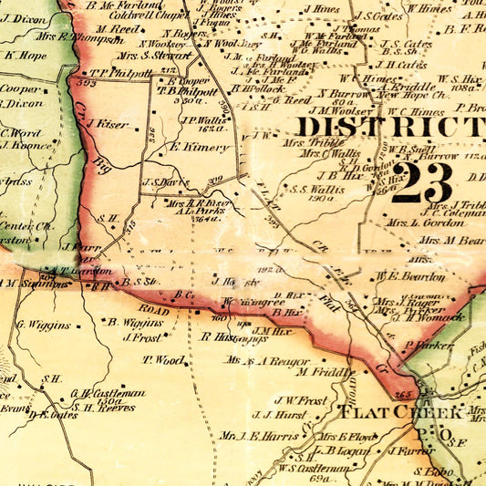 Vintage Map of Bedford County, Tennessee, 1878