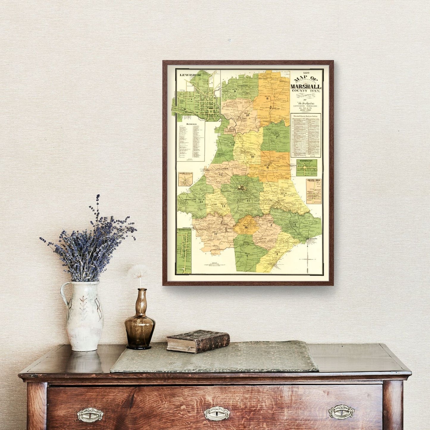 Vintage Map of Marshall County, Tennessee, 1899