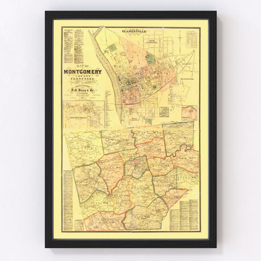Vintage map of Montgomery County, Tennessee, 1877