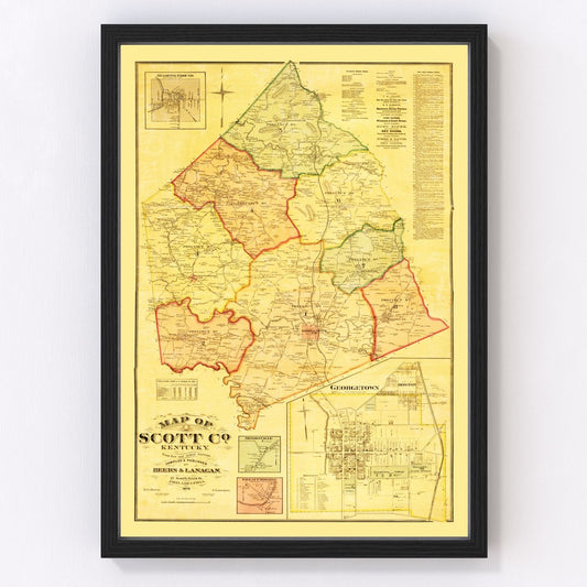 vintage map of Scott County, Kentucky, 1879