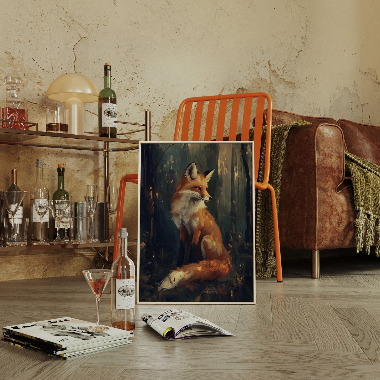 Fox in Mystical Forest Woodland Animal Wall Art Print