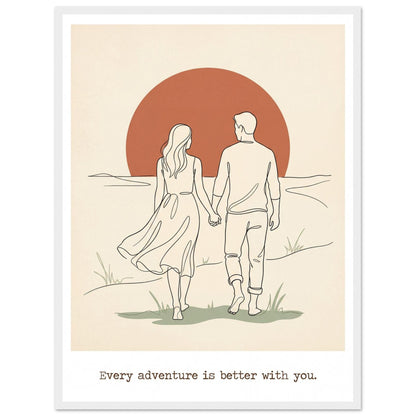 Romantic Wall Art - Couples Poster for Your Bedroom - 45x60 cm / 18x24″ - White frame / Ready-to-hang - Sparkycare