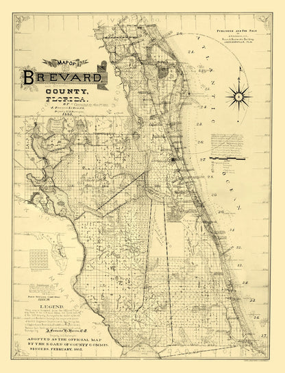 Vintage Map of Brevard County, Florida 1893