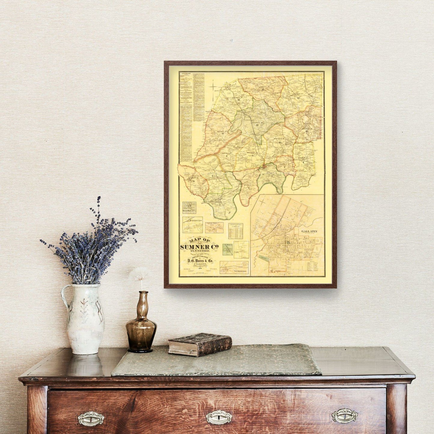 Vintage Map of Sumner County, Tennessee, 1878
