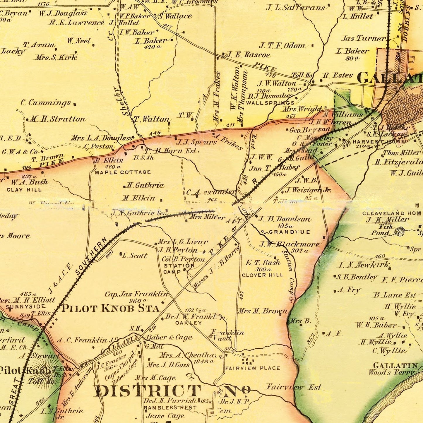 Vintage Map of Sumner County, Tennessee, 1878