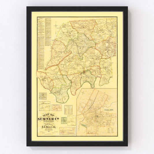 Vintage map of Sumner County, Tennessee, 1878