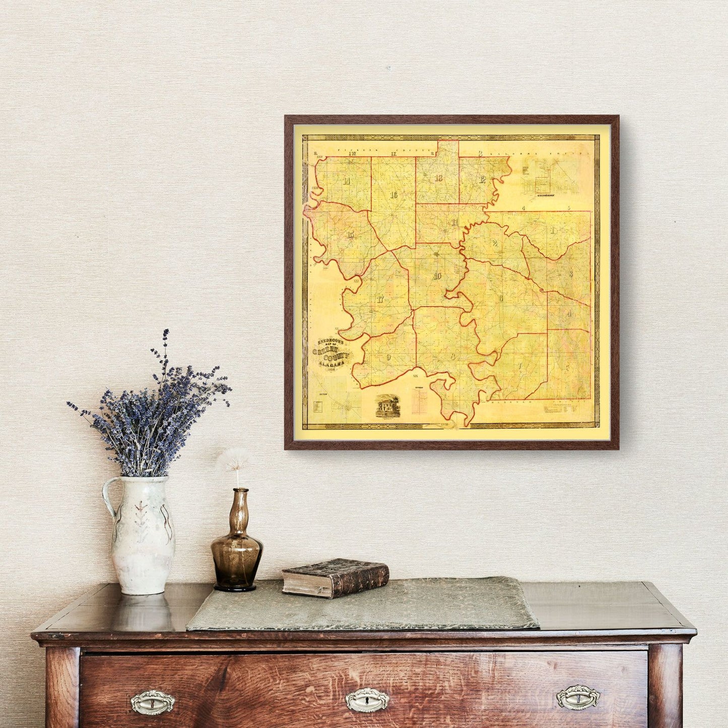 Vintage Map of Greene County, Alabama, 1856