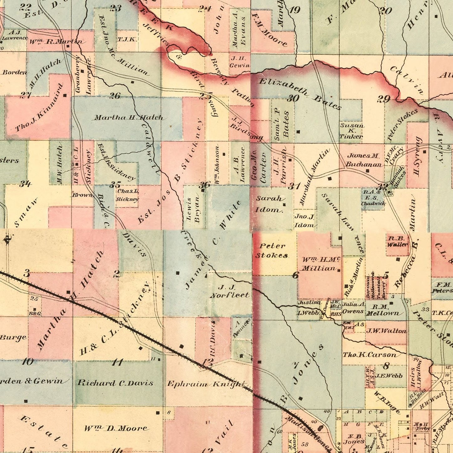 Vintage Map of Hale County, Alabama, 1870