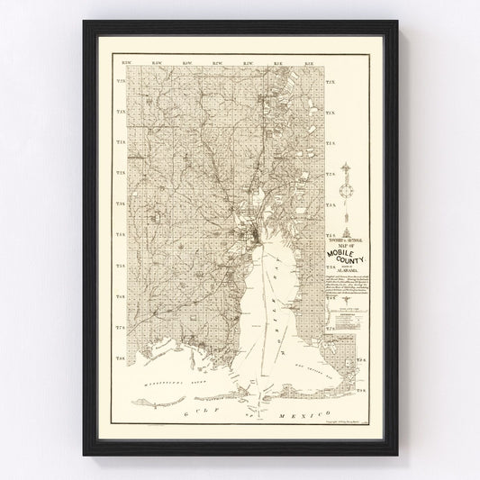 Vintage map of Mobile County, Alabama, 1895