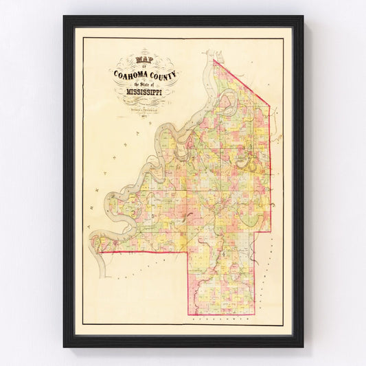 vintage map of Coahoma County, Mississippi, 1872