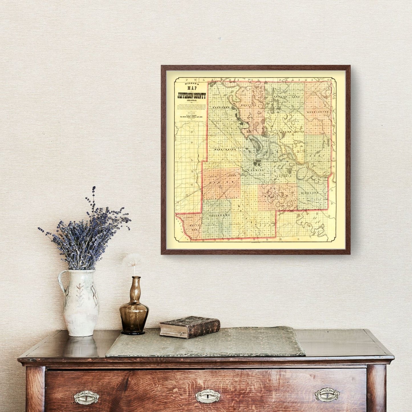 Vintage Map of Jefferson County, Arkansas, 1872