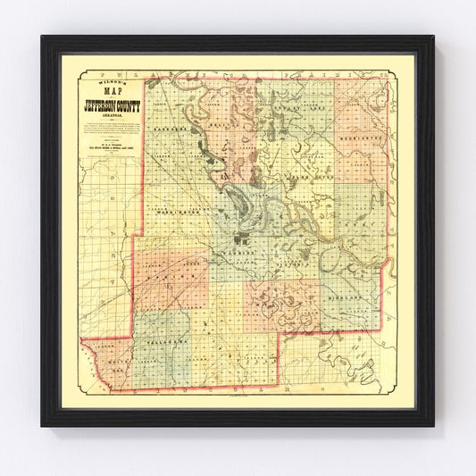 Vintage map of Jefferson County, Arkansas, 1872
