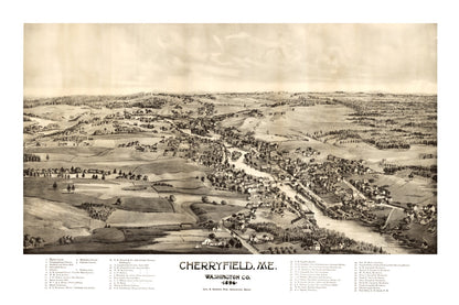 Vintage Map of Cherryfield, Maine, 1896