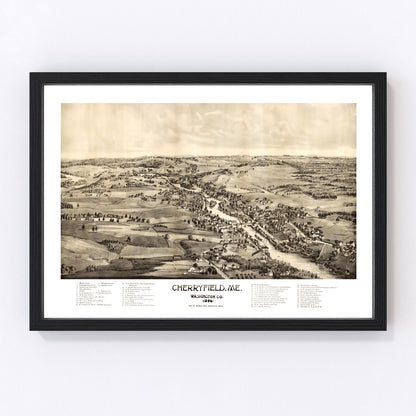 Vintage map of Cherryfield, Washington County, Maine, 1896, digitally restored print
