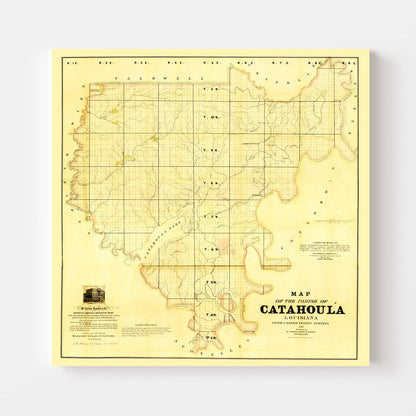 Vintage Map of Catahoula Parish, Louisiana, 1860
