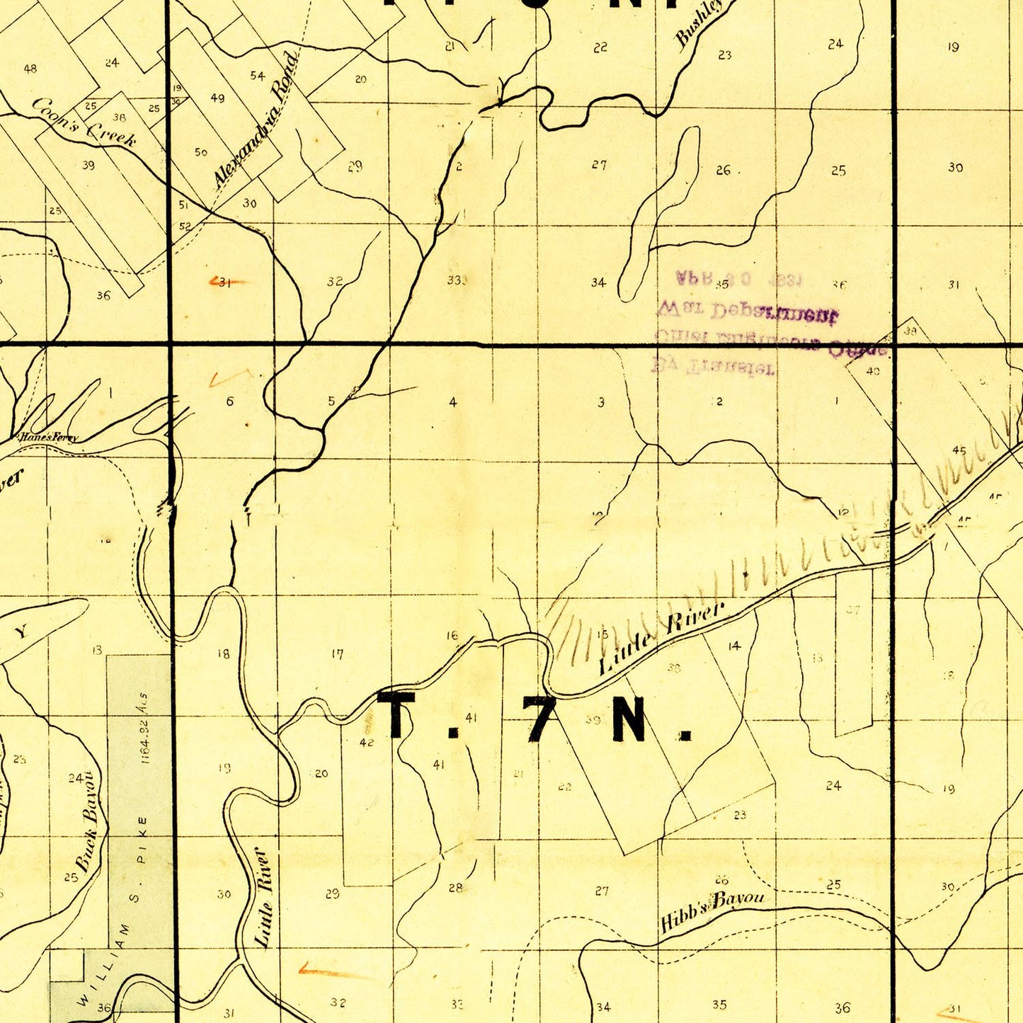 Vintage Map of Catahoula Parish, Louisiana, 1860