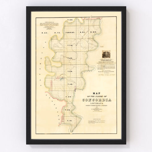vintage map of Concordia Parish, Louisiana, 1860