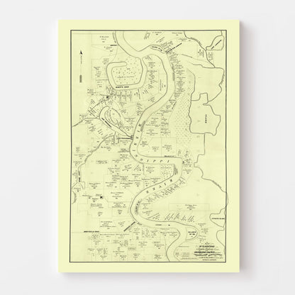 Vintage Map of Carroll Parish, Louisiana, 1860