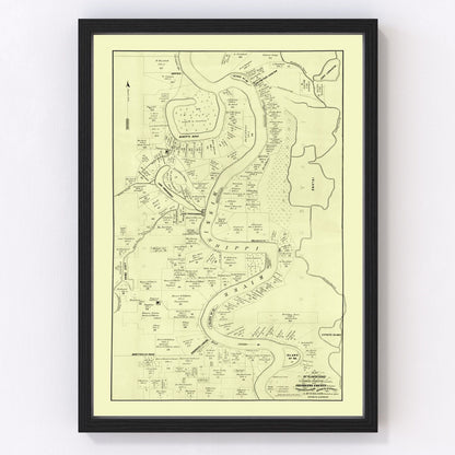 Vintage map of Carroll Parish, Louisiana, 1860, restored vintage wall art print