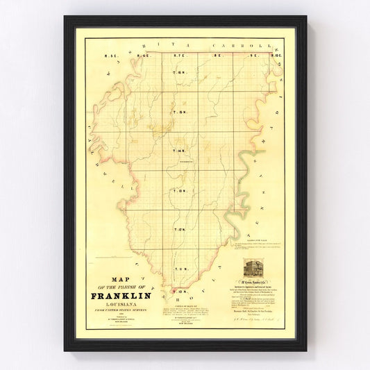vintage map of Franklin Parish, Louisiana, 1860