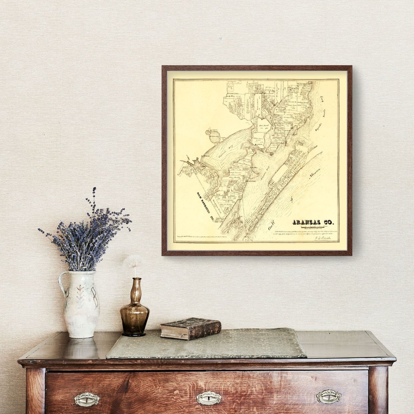 Vintage Map of Aransas County, Texas, 1880