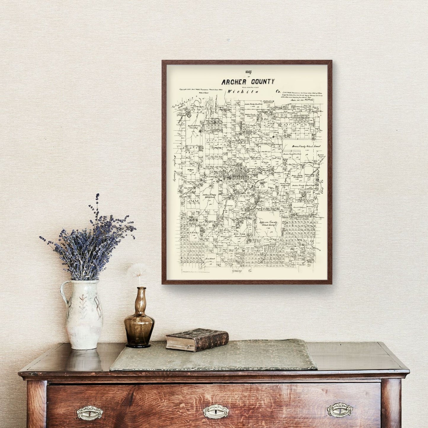 Vintage Map of Archer County, Texas, 1879