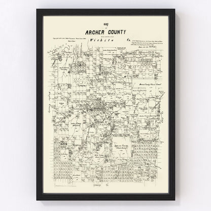 vintage map of Archer County, Texas, 1879
